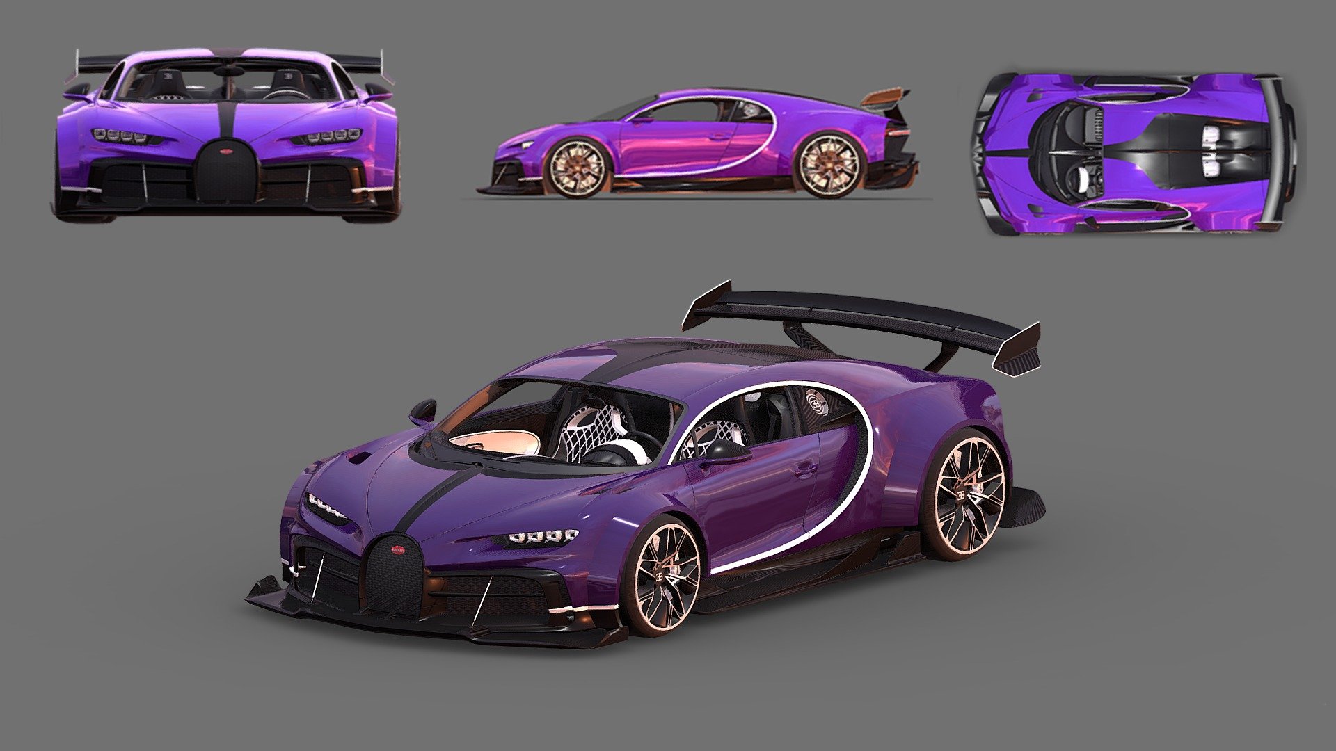 3d model supercar bugatti-chiron - Buy Royalty Free 3D model by zizian 3d model