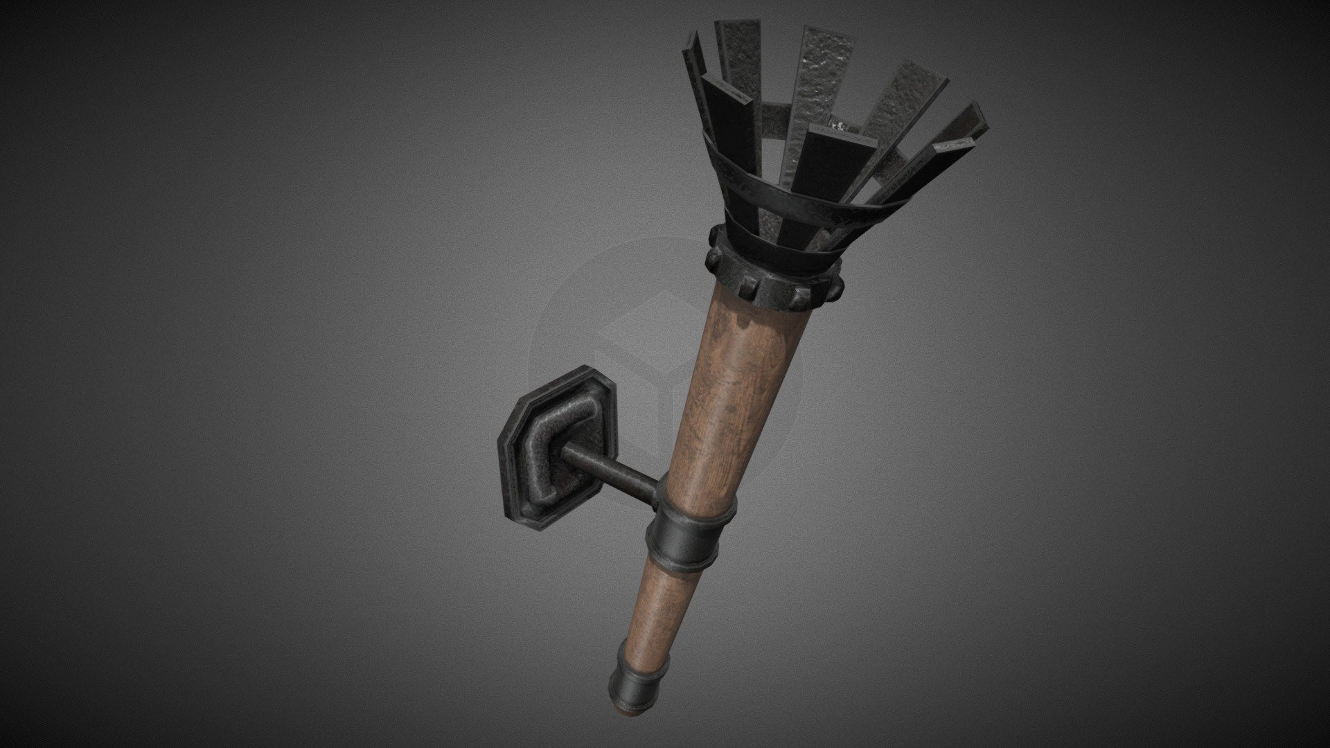 A wall-mounted torch with PBR materials ready to be used for any game engine such as Unity, UE4, Godot, etc 3d model