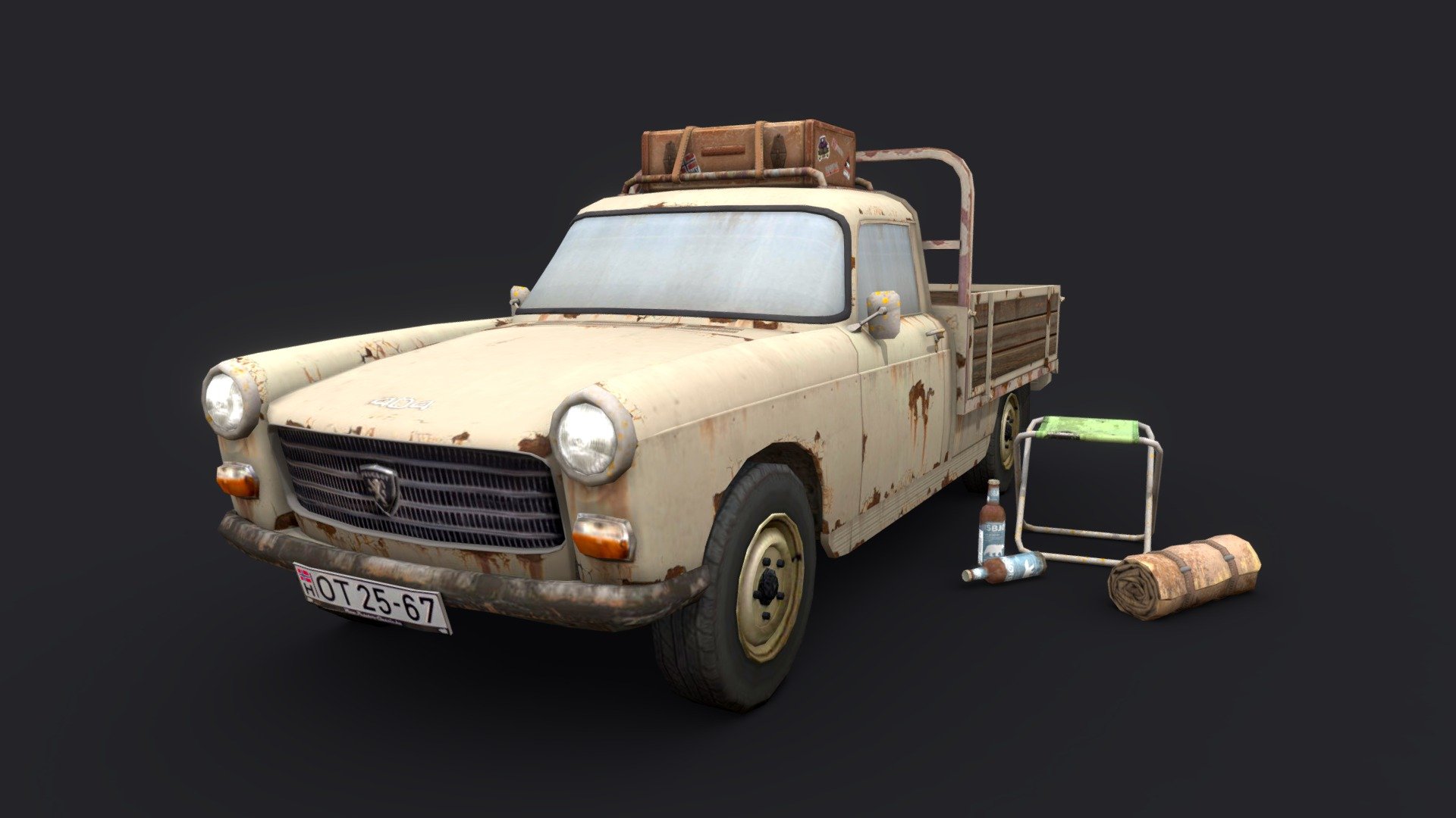 This is the final version of my first 3D assignment for Howest DAE. 

I had a lot of fun working on it, especially the texturing, as we were now allowed to use anything like substance painter, marmoset etc. Everything had to either be done in photoshop or maya and we could pretty much only use an albedo and some transparency. It was a challange to get the textures looking good without any roughness or normals, but I think I learned a lot from it.

Thanks for having a look :) - DAE 5 Finished props - Forest Loner - 3D model by Jonne Keizer (@JonneKeizer) 3d model