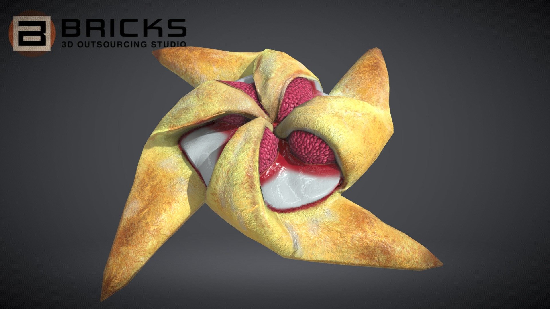PBR Food Asset:
Raspberry Pastry
Polycount: 1180
Vertex count: 723
Texture Size: 2048px x 2048px
Normal: OpenGL

If you need any adjust in file please contact us: team@bricks3dstudio.com

Hire us: tringuyen@bricks3dstudio.com
Here is us: https://www.bricks3dstudio.com/
        https://www.artstation.com/bricksstudio
        https://www.facebook.com/Bricks3dstudio/
        https://www.linkedin.com/in/bricks-studio-b10462252/ - Raspberry Pastry - Buy Royalty Free 3D model by Bricks Studio (@bricks3dstudio) 3d model