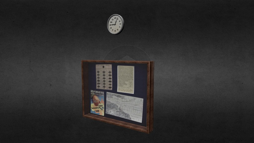 Clock and notice board for the redsand project 3d model
