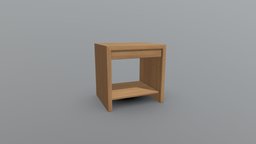 Bedside Table 60x50x60 storage, wooden, bed, bedside, bedroom, woodworking, meuble, furniture, table, drawer, cabinet, props-assets, architecture, wood, decoration, interior