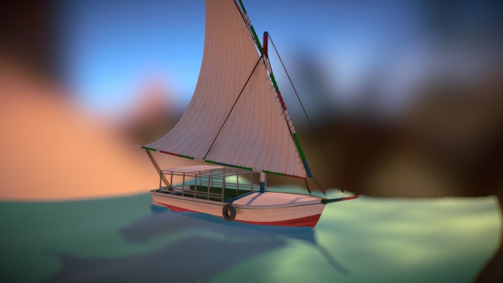 egyptian boat by blender 3d - egyptian boat - 3D model by Mohamed Fathi (@MohamedFathi) 3d model