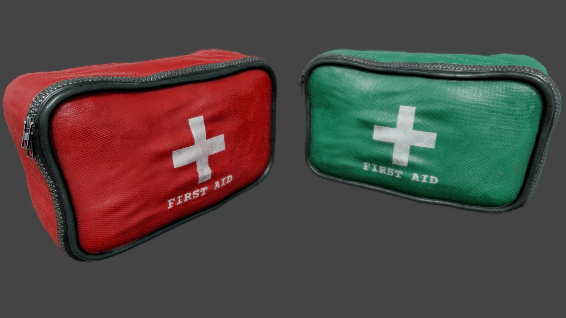 First Aid Kit PBR

Very Detailed Low Poly First Aid Kit / Bag with High-Quality PBR Texturing. 

Two Color Variations

Fits perfect for any PBR game such as First Aid og Decoration

Sculpting done in Zbrush and Retopologized, High Poly mesh Baked
and PBR Painted .

Standard Textures
Base Color, Metallic, Roughness, Height, AO, Normal, Maps

Unreal 4 Textures
Base Color, Normal, OcclusionRoughnessMetallic

Unity 5/2017 Textures
Albedo, SpecularSmoothness, Normal, and AO Maps

4096x4096 TGA Textures

Please Note, this PBR Textures Only. 

Low Poly Triangles 

2870 Tris
1469 Verts

File Formats :

.Max2018
.Max2017
.Max2016
.Max2015
.FBX
.OBJ
.3DS
.DAE - First Aid Kit PBR - Buy Royalty Free 3D model by GamePoly (@triix3d) 3d model