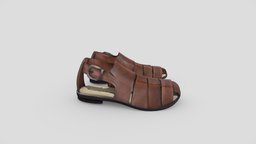 Male Summer Sandals leather, fashion, buckle, brown, summer, shoes, sandals, straps, roman, mens, pbr, low, poly, male