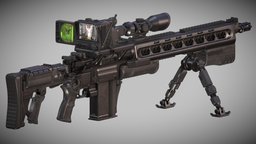 [4k] ULTRATAC VK-21 Fictional Rifle (4 poses) rifle, eletronic, automatic, realistic, sniper, tactical, fictional, weapon, asset, game, 3d, blender, blender3d, sci-fi, futuristic, digital, gun, rigged