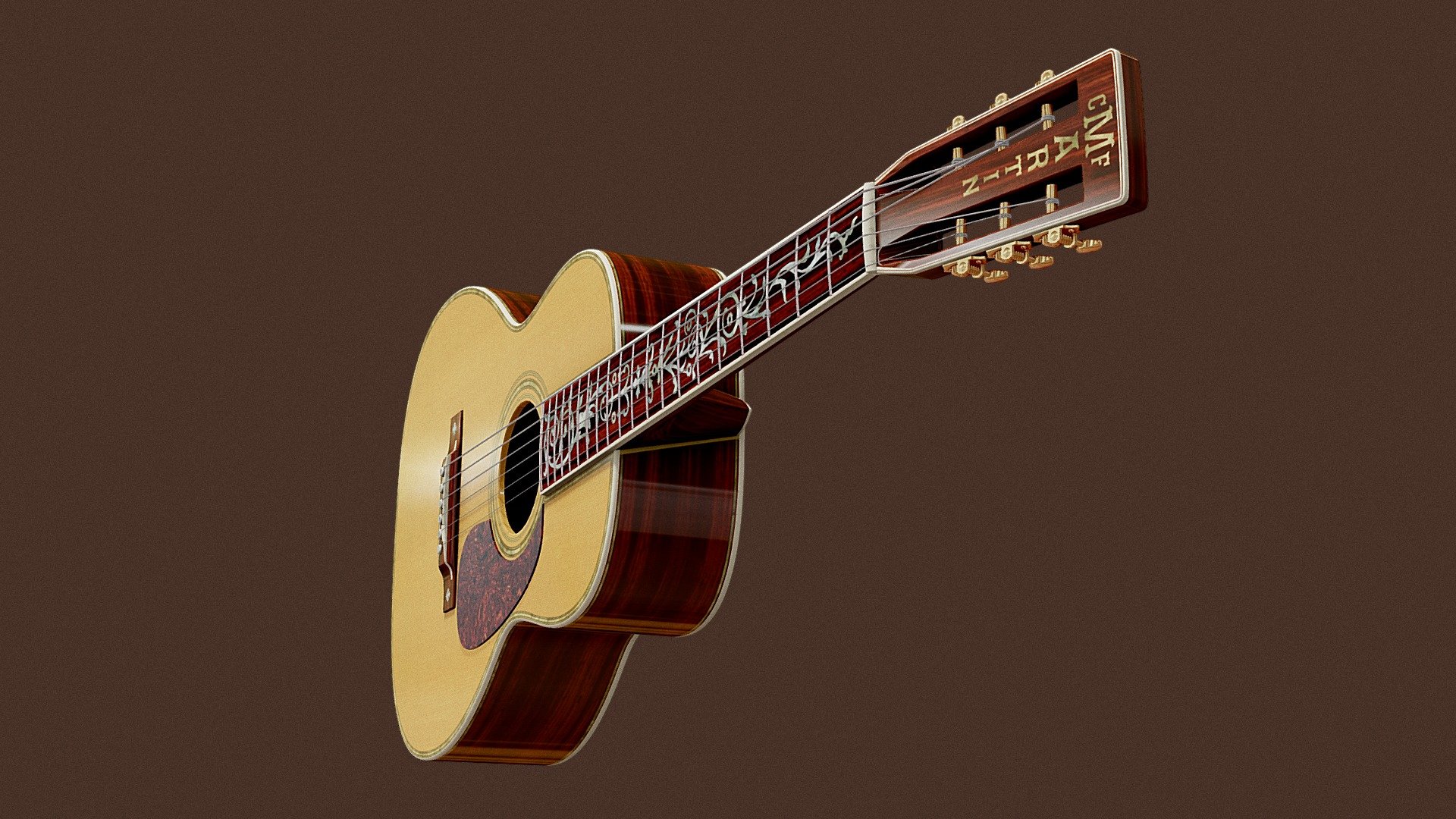 Martin 00-45 Custom acoustic guitar - Martin 00-45 Custom - Buy Royalty Free 3D model by Eugene Korolev (@eugene.korolev) 3d model