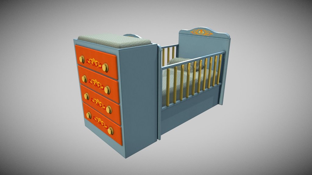 Vernished Baby Bed - Download Free 3D model by Francesco Coldesina (@topfrank2013) 3d model