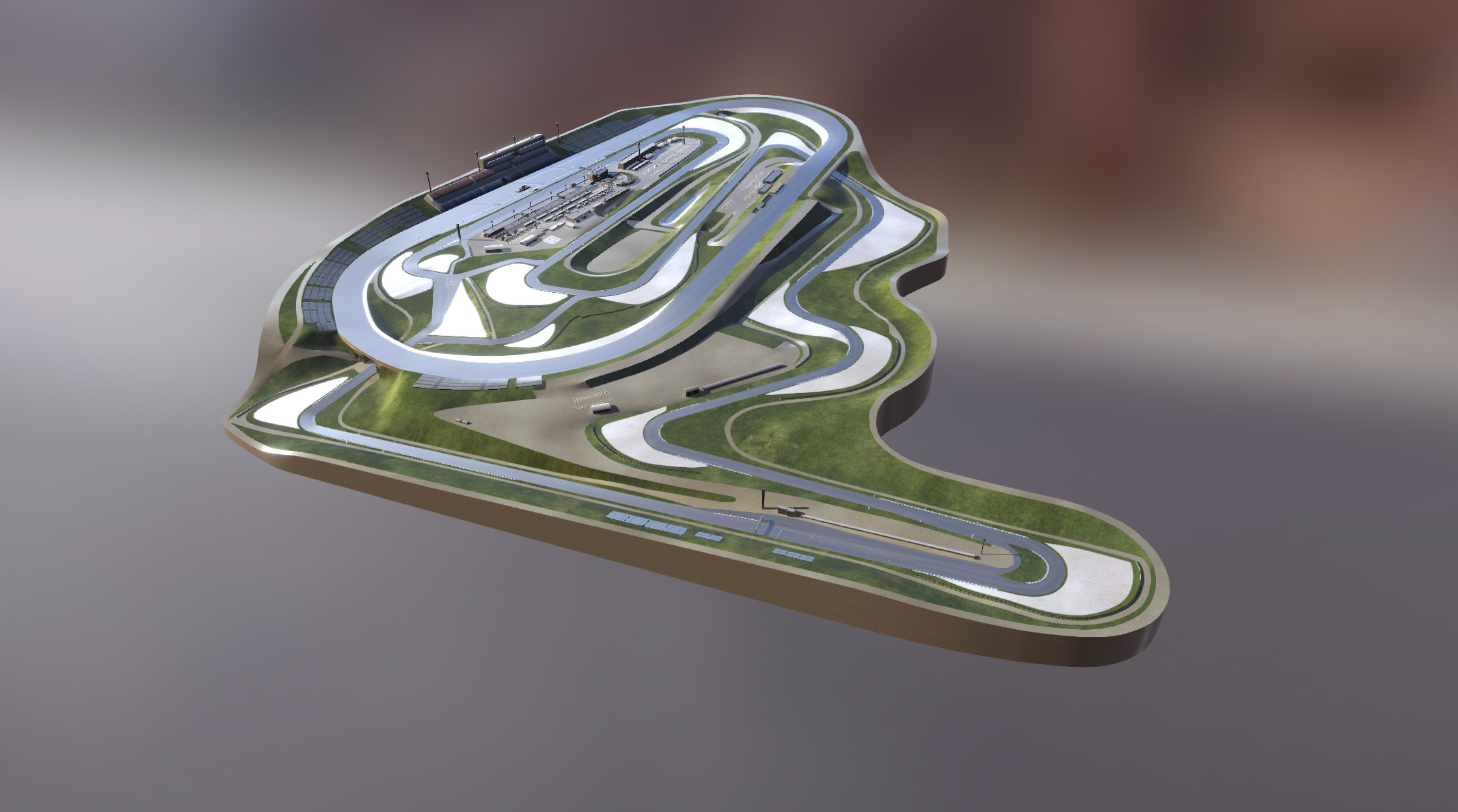 I made 18 Track of the MotoGP to use live studio VIZRT (Augmented Reality studio VIZRT) Modelling, Texturing, Lighting &amp; Texture Baking.
TEXTURE ARE RESIZED AND COMPRESSED FOR PREVIEW PURPOSE - MotoGp Motegi Track - 3D model by antoniopepe 3d model