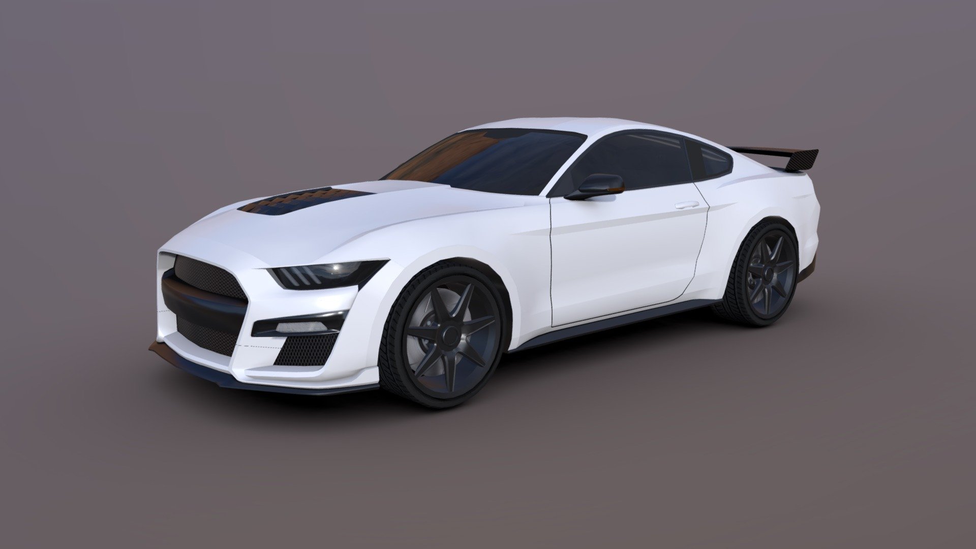 Asset comprises low-poly model. This model is perfect for mobile platforms, and even more so for the PC and Web GL! Since, all the low-poly model, but have a high quality textures, with a resolution of 4096x4096 for body, 1024х1024 for wheels. Model has a standard set of baked textures: 1. Diffuse 2. Specular 3. Glossiness 4. Normal All lights and other details are separated from the model, which can be animated. I hope this model will be useful for you! Enjoy and don’t forget to rate your purchase! Good luck! - Ford Mustang LowPoly - Buy Royalty Free 3D model by Aglobex (@aglobex3d) 3d model