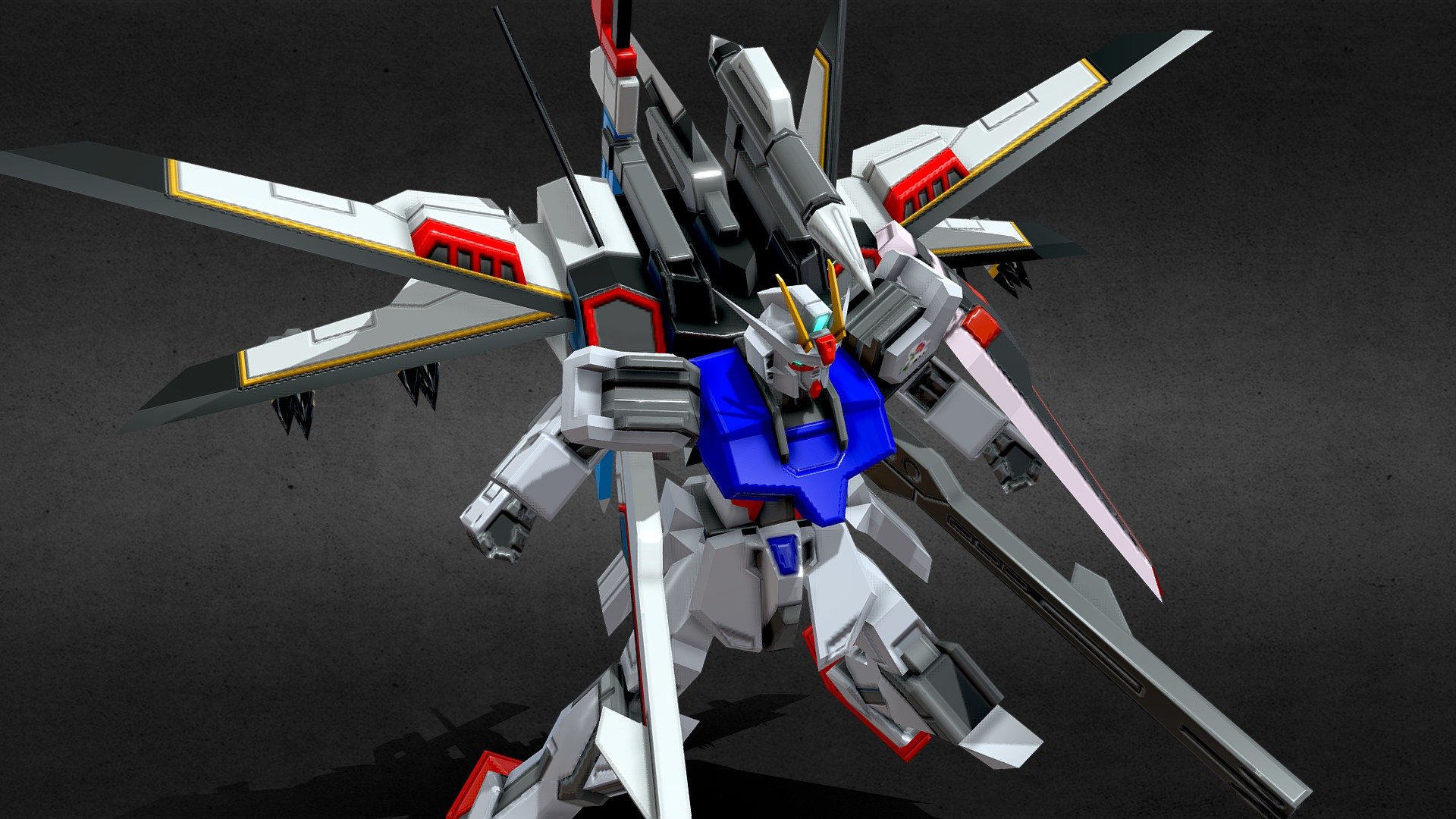 Strike Rouge Ootori From Moblie Suit Gundam Seed Destiny - ストライクルージュ(オオトリ装備)/MBF-02 Strike Rouge Ootori - Download Free 3D model by みそ太郎 (@nama_140) 3d model