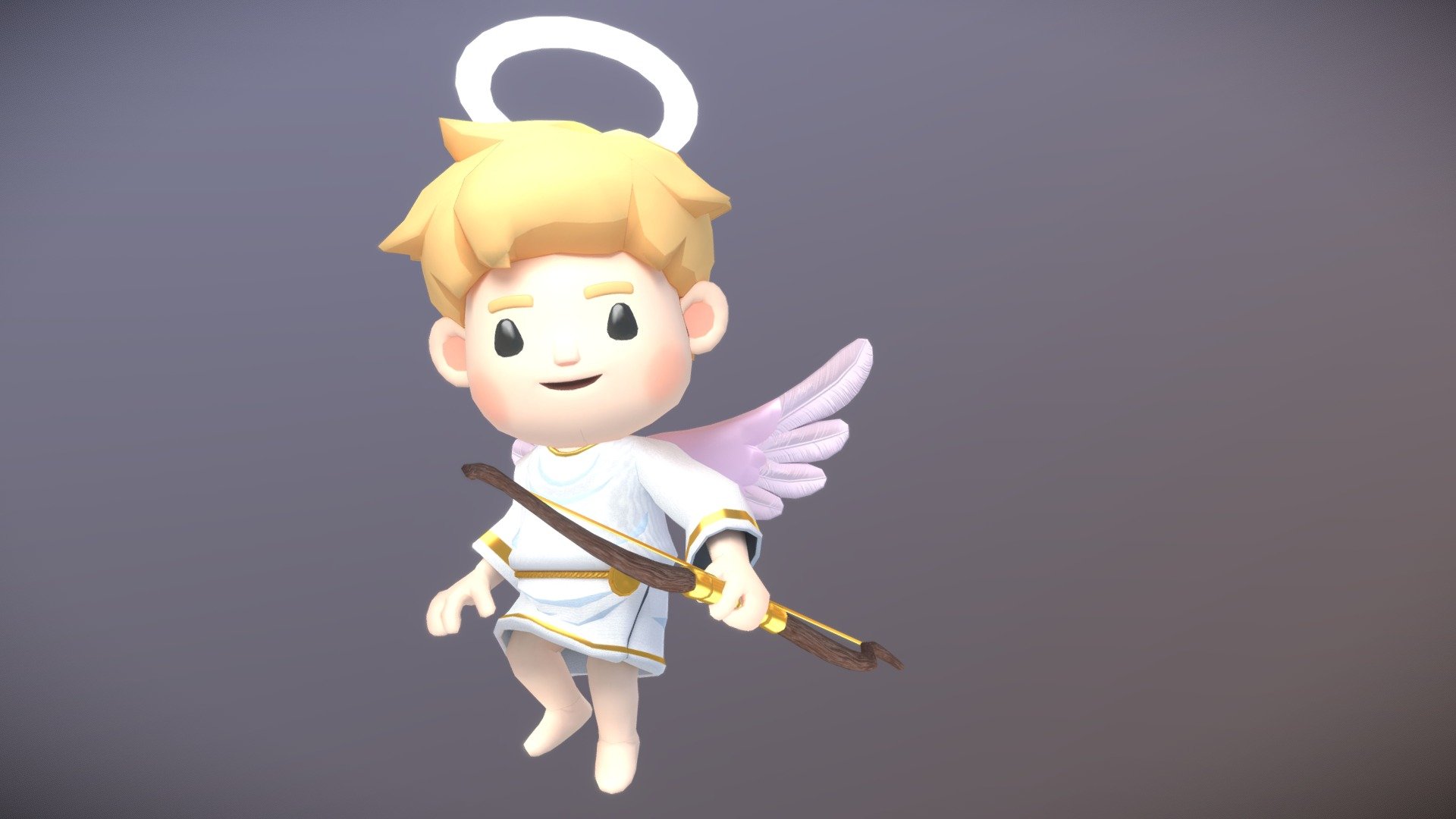 Cute and chubby love cupid for valentine's day. Lowpoly, Game ready, Rigged and Animated with a bow and arrow. Ready in T-pose for custom animation. Fit fot AR, VR, and 3D filters.

With facial rig for custom face animation 3d model