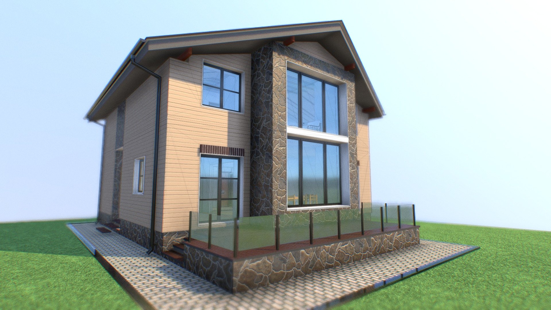 2 level cottage project - "Lazurnoe" - cottage project - Buy Royalty Free 3D model by VRA (@architect47) 3d model