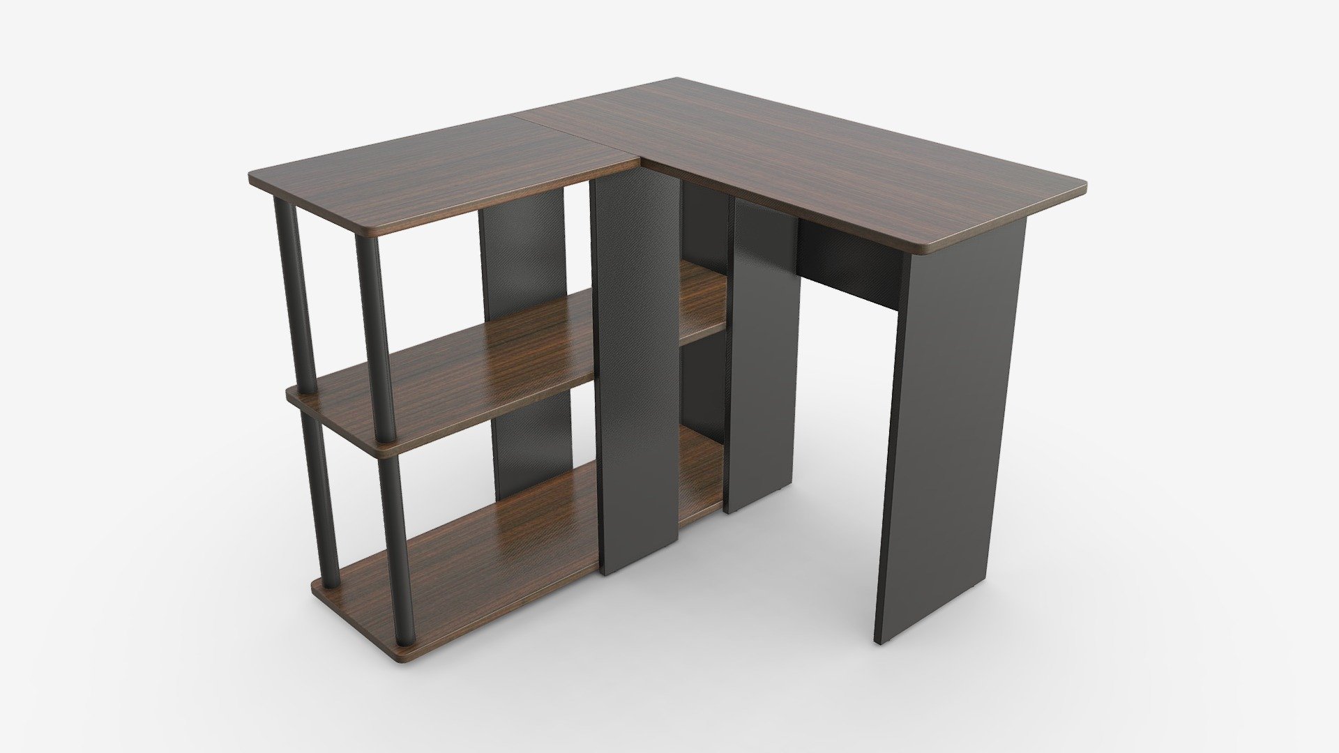 L-shape Desk with Bookshelf - Buy Royalty Free 3D model by HQ3DMOD (@AivisAstics) 3d model