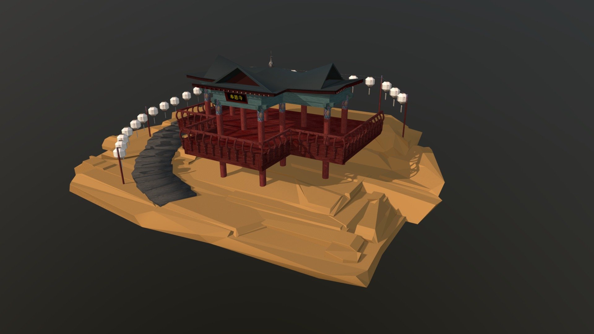 Korean Buddhist Temple - 3D model by maya13 3d model