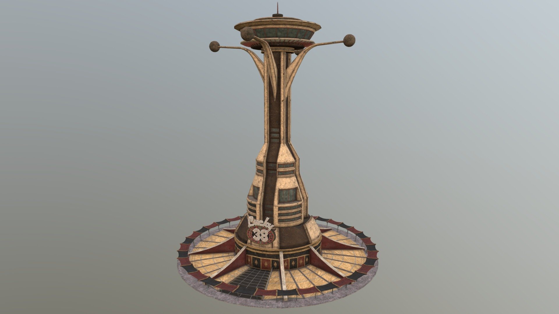 The Lucky 38 Hotel &amp; Casino seen in the game Fallout: New Vegas.

Project info: Lucky 38 Page - Lucky 38 - 3D model by stefandolidis 3d model