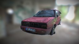 Wrecked Golf Mk II Spring Edition golf, red, apocalyptic, post-apocalyptic, wreck, rusty, volkswagen, old, game-ready, agisoft, realitycapture, vehicle, lowpoly, scan, design, 3dscan, car, lucislukas