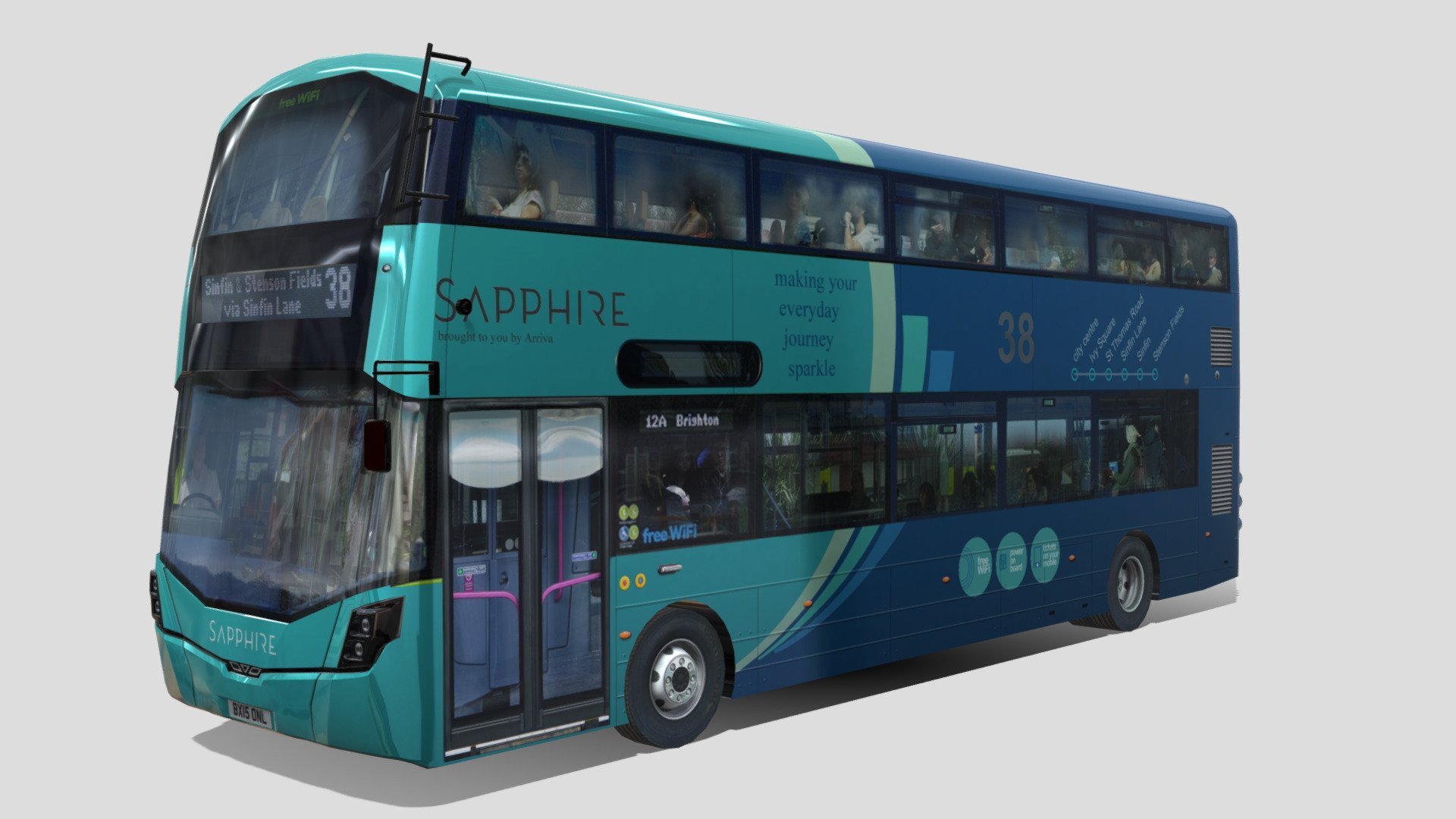 Wrightbus Streetdeck bus Sapphire livery - Buy Royalty Free 3D model by paperscan 3d model
