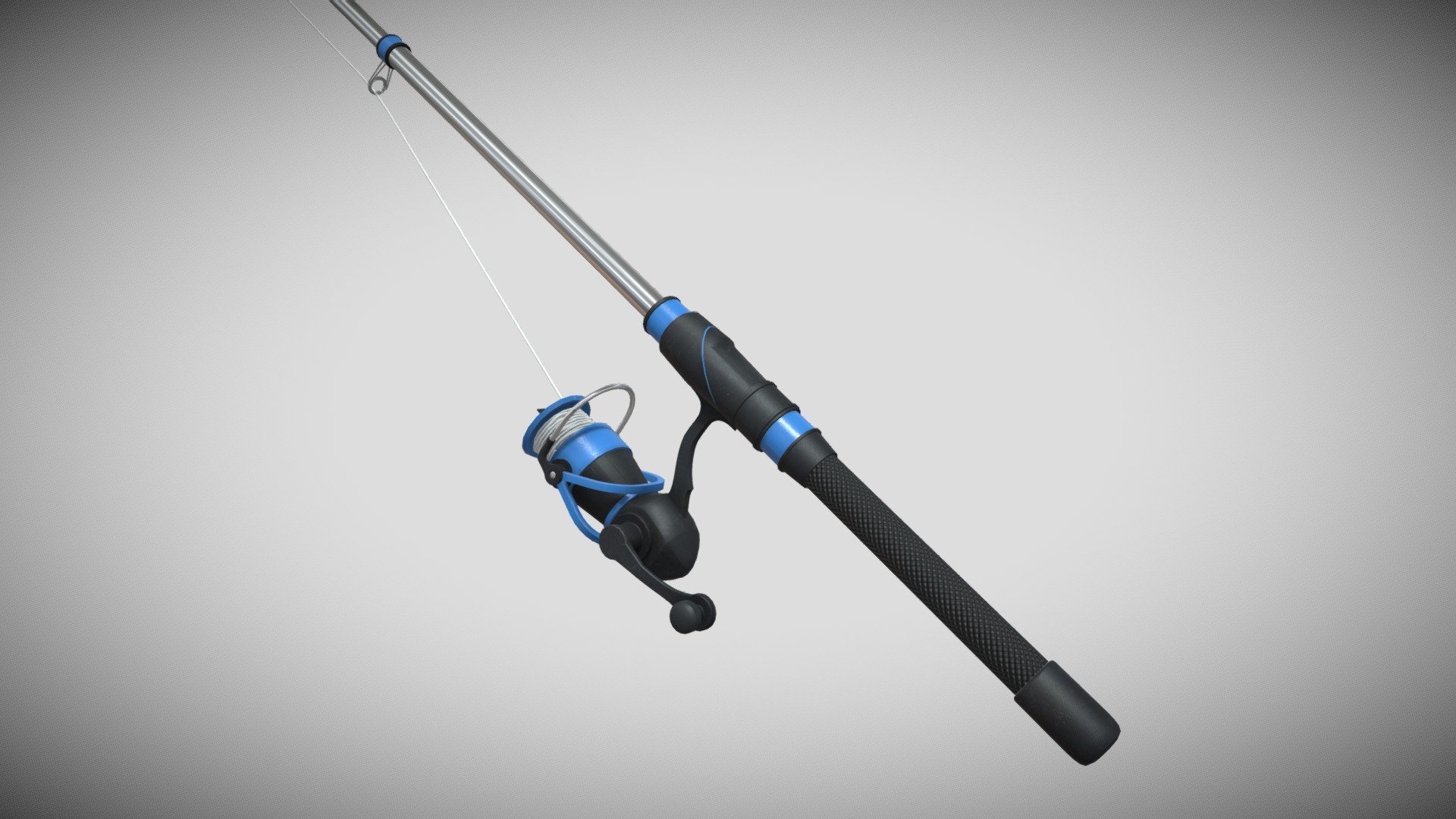 A fishing rod is a long, flexible rod used for casting a fishing line and hook into the water to catch fish 3d model