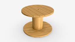 Cable reel table wooden, coil, electrical, industry, table, reel, outdoor, wire, spool, 3d, pbr, design, technology, wood, electric, material, industrial