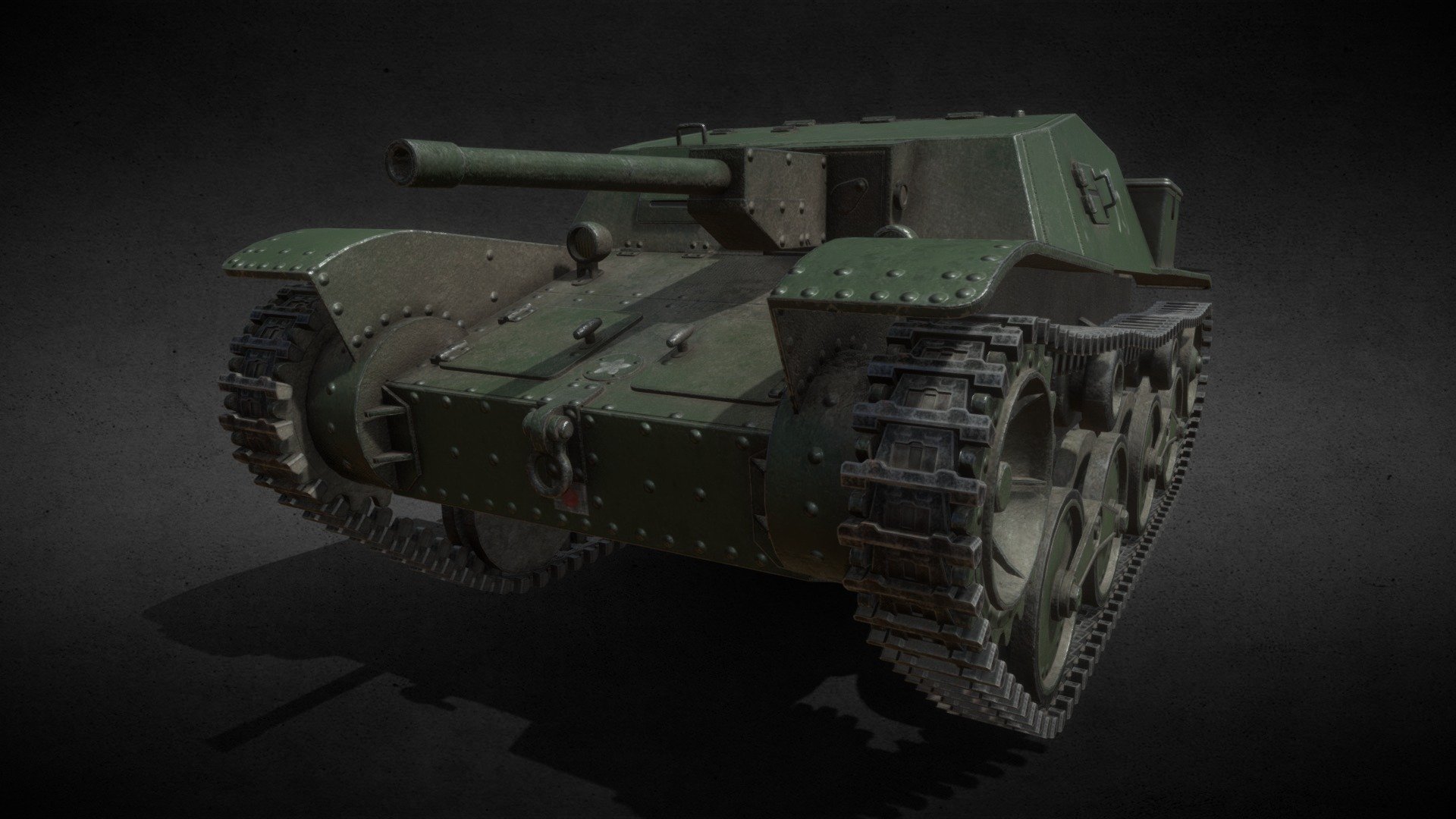 Ready to use Type 5 Ho-Ru 3d model

Type 5 Ho-Ru was supposed to be a light tank destroyer similiar to the German Hetzer, armed with a 47mm gun utilizing the chassis of the Type 95 Ha-Go (3D model also avalible).
Developement started in February 1945 with only one prototype completed before the end of the war.

Green Paint variant.

Ready to use in games or renders.

More Japanese WW II models in the collection: https://skfb.ly/oyoDN

More Tanks and Parts models in the collection: https://skfb.ly/oyoDV

More cheap or free military models in the collection: https://skfb.ly/ooYNo

4096x4096 textures:


albedo
roughness
metalness
normal map
ambient occulusion map

modelled in Blender textured in Adobe Substance 3D Painter - Type 5 Ho-Ru (IJA Tank Destroyer Prototype) - Buy Royalty Free 3D model by AdamKozakGrafika 3d model
