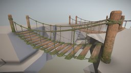 Rope Bridge  | 5 meter kit, rope, 4k, 2k, normal, mossy, height, roughness, muddy, basecolor, environment-assets, modular-construction, 4ktextures, pbr-texturing, 2ktextures, modular-assets, substancepainter, substance, maya, pbr, zbrush, wood, modular, bridge, environment