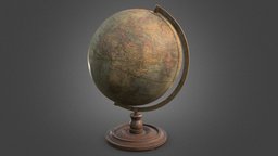Antique Globe victorian, globe, vintage, earth, atlas, antique, vr, realistic, old, terrestrial, gameready