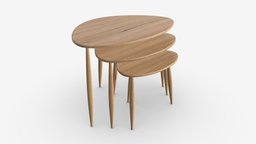 Nest of Tables Ercol Shalstone John Lewis room, wooden, coffee, nest, decorative, furniture, tables, living, john, lewis, contemporary, nesting, 3d, pbr, design, interior, ercol, shalstone
