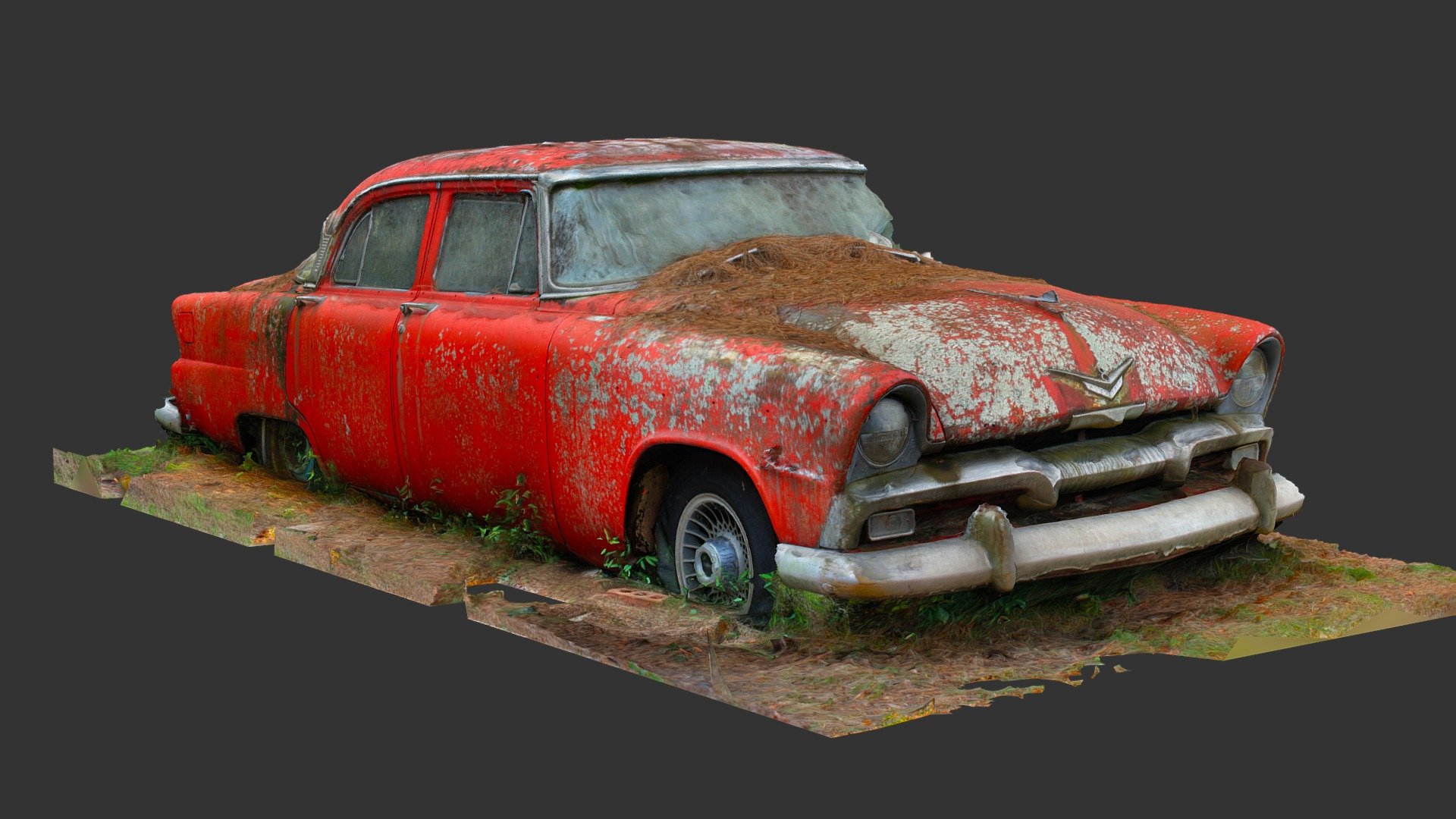 A 3D scan of a 1955 Plymouth Belvedere, taken at Old Car City USA, located in White, GA. Processed in Reality Capture from 156 photos taken with a Canon EOS Rebel XSI 3d model