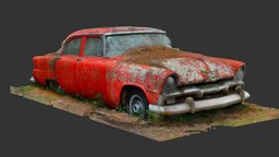 1955 Plymouth Belvedere (3D Scan) raw, abandoned, red, white, 3d-scan, vintage, wreck, rusty, dirty, plymouth, georgia, belvedere, overgrown, realitycapture, photogrammetry, scan, city