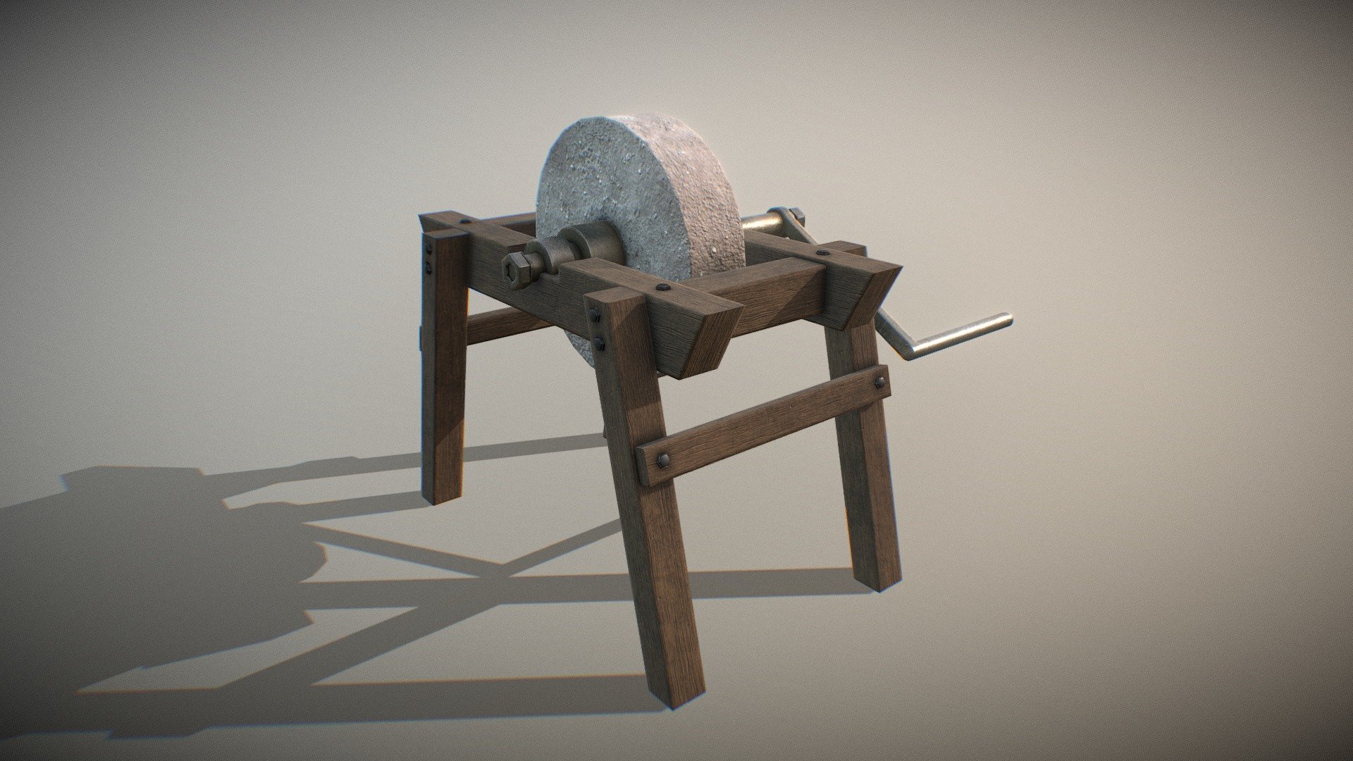 Old-fashioned grindstone from medieval era. Textures Size: 4096x4096 - Grindstone - 3D model by Reliefy3D (@Krystian.Kulasek) 3d model