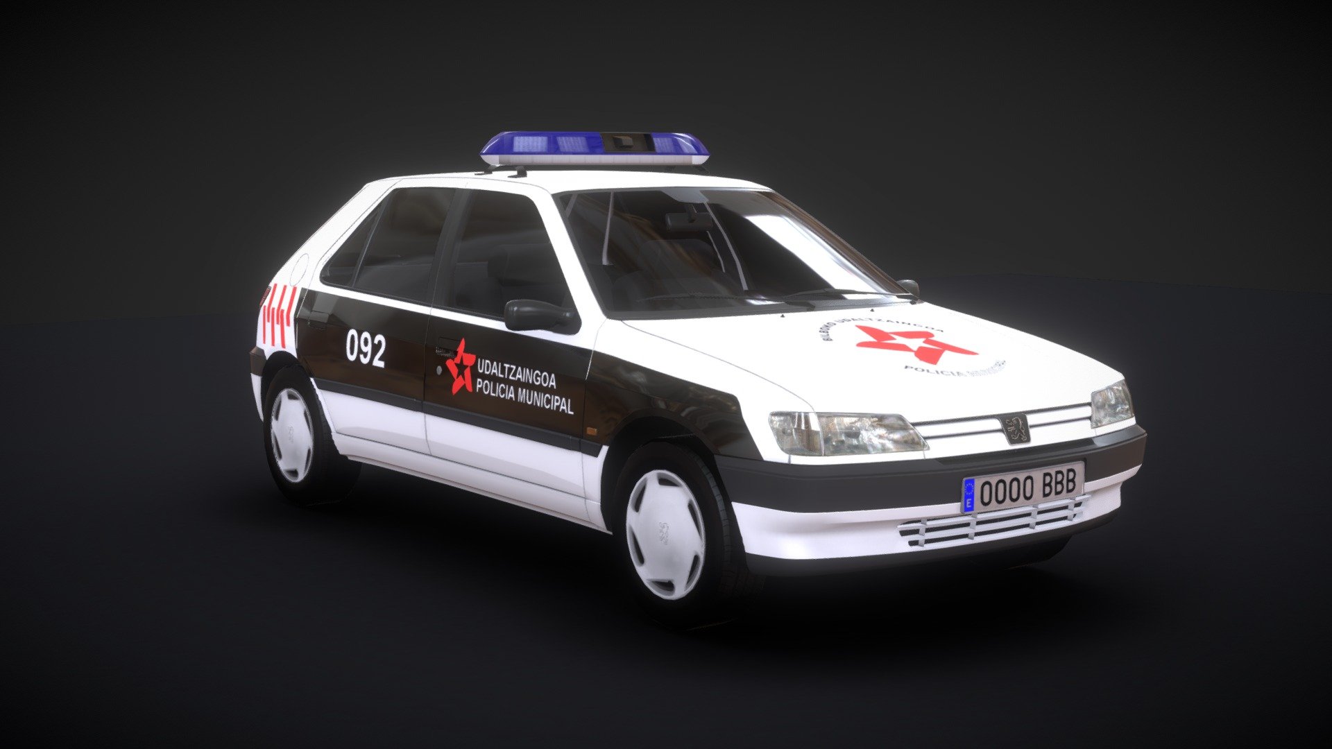 Peugeot 306 Bilboko Udaltzaingoa (Policia) - Buy Royalty Free 3D model by codexito 3d model