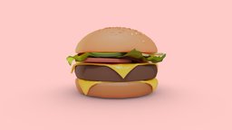 Stylized Burger burger, meat, hamburger, tomato, lettuce, pickle, onion, sesame, mcdonalds, quarterpounder, noai