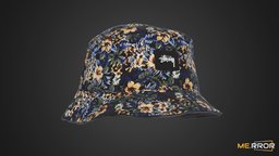 [Game-Ready] Floral Bucket Hat hat, bucket, topology, textile, fashion, pattern, ar, 3dscanning, floral, low-poly, photogrammetry, lowpoly, 3dscan, gameasset, gameready, bucket-hat, floral-pattern, noai, accessary, fashionscan