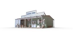 Wild West General Store wooden, store, ready, cowboy, barn, western, general, old, wildwest, game, lowpoly, house, usa, building