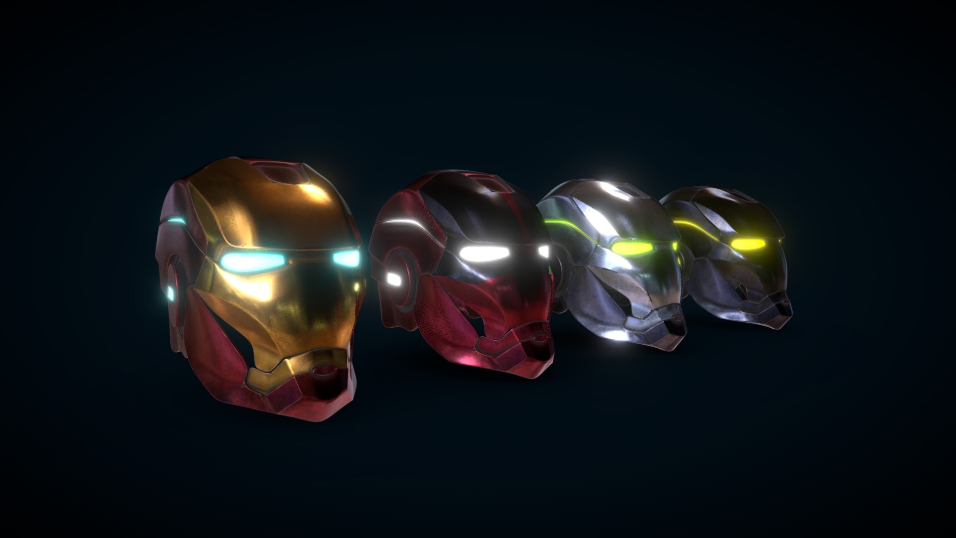 Renders in : https://www.artstation.com/artwork/wRkAw

Iron Man was always one of my favourite heroes from Marvel, so I am in a personal proyect to do the full model of him.

I started with the helmet and was so fun to work in something you like.

I decided to make different textures for this one so I created : IronDeadPool, IronGenji and IronBatman - Iron Man Helmet prototypes - 3D model by AleX (@Omnilatigo96) 3d model