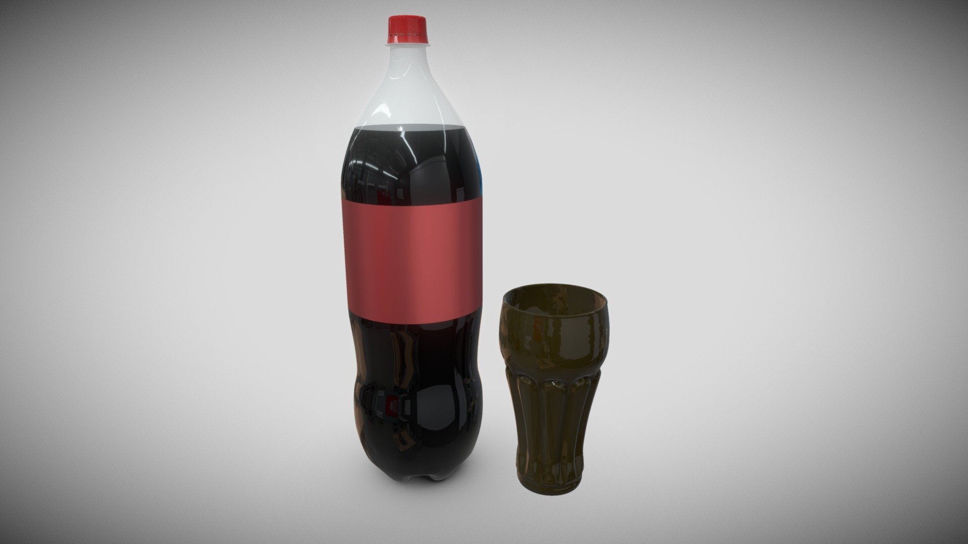 2.25 bottle + glass Coke - Coca Cola 2.25 bottle + glass coke - Buy Royalty Free 3D model by LEOLATO 3d model
