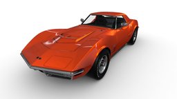 🔴1970 chevrolet, vintage, 1970, corvette, classic, midpoly, zr1, packed, blender, textured, rigged, uniblend