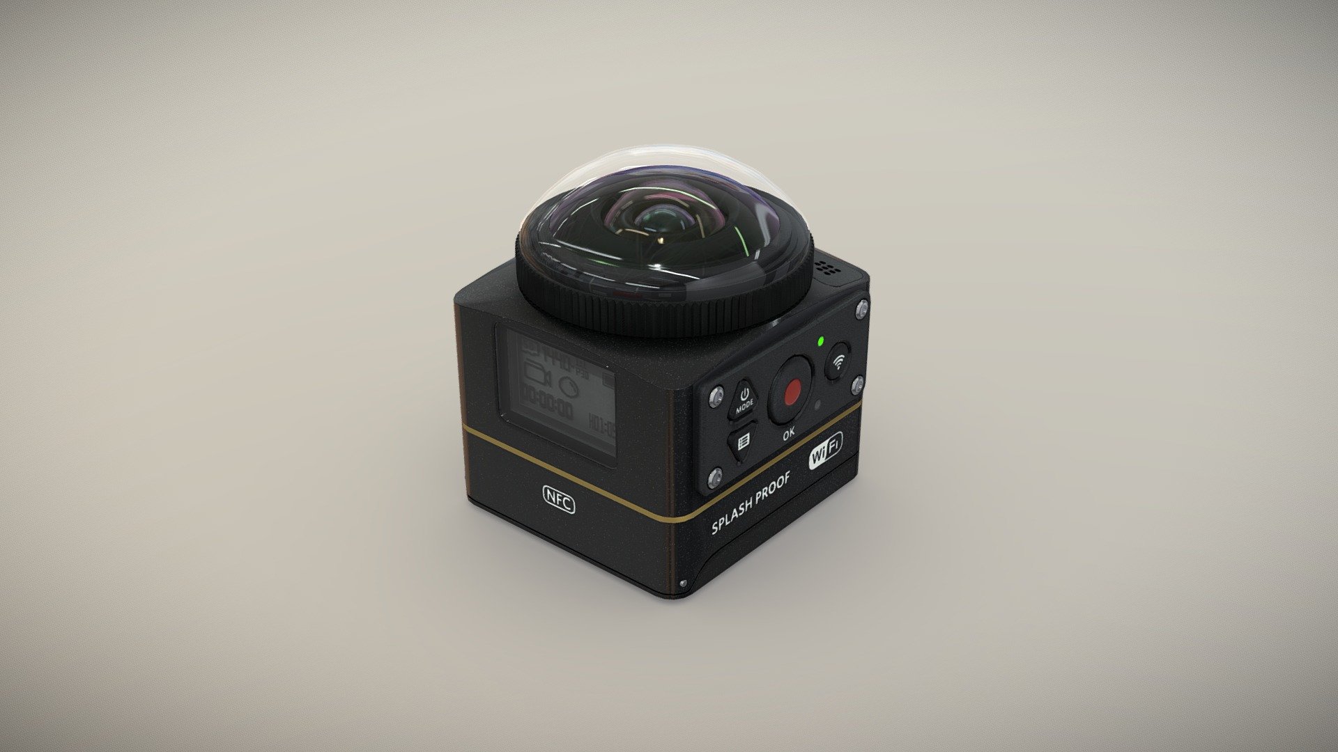 •   Let me present to you high-quality low-poly 3D model Kodak Pixpro SP360 4K. Modeling was made with ortho-photos of real action camera that is why all details of design are recreated most authentically.

•    This model consists of a two meshes, it is low-polygonal and it has four materials (for Body and Glass of Lens).

•   The total of the main textures is 5. Resolution of all textures is 4096 pixels square aspect ratio in .png format. Also there is original texture file .PSD format in separate archive.

•   Polygon count of the model is – 7306.

•   The model has correct dimensions in real-world scale. All parts grouped and named correctly.

•   To use the model in other 3D programs there are scenes saved in formats .fbx, .obj, .DAE, .max (2010 version).

Note: If you see some artifacts on the textures, it means compression works in the Viewer. We recommend setting HD quality for textures. But anyway, original textures have no artifacts 3d model