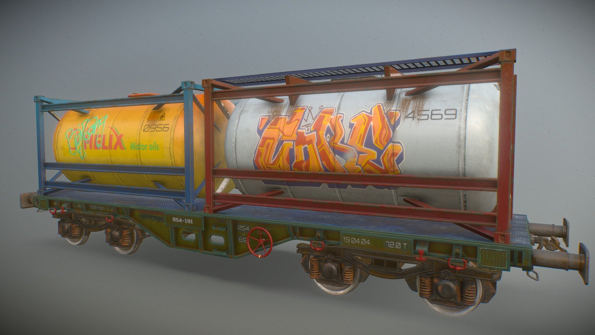 3D model of a train car, ready for games - Railway carriage (wagon) demo - Download Free 3D model by Vladimir_kizx (@kizx3d) 3d model