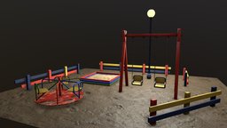 Playground children, child, swing, playground, carousel, blender-3d