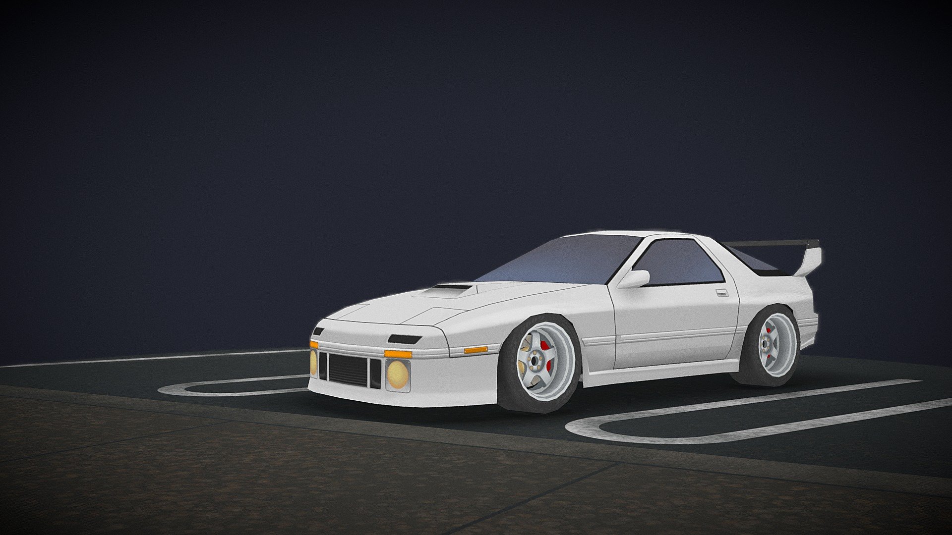 Stylized Mazda RX-7 FC3S  inspired by the Wangan street racers/tuners of the '80s through the early '00s - RX-7 FC Shutoko Spec - 3D model by nikki_st 3d model