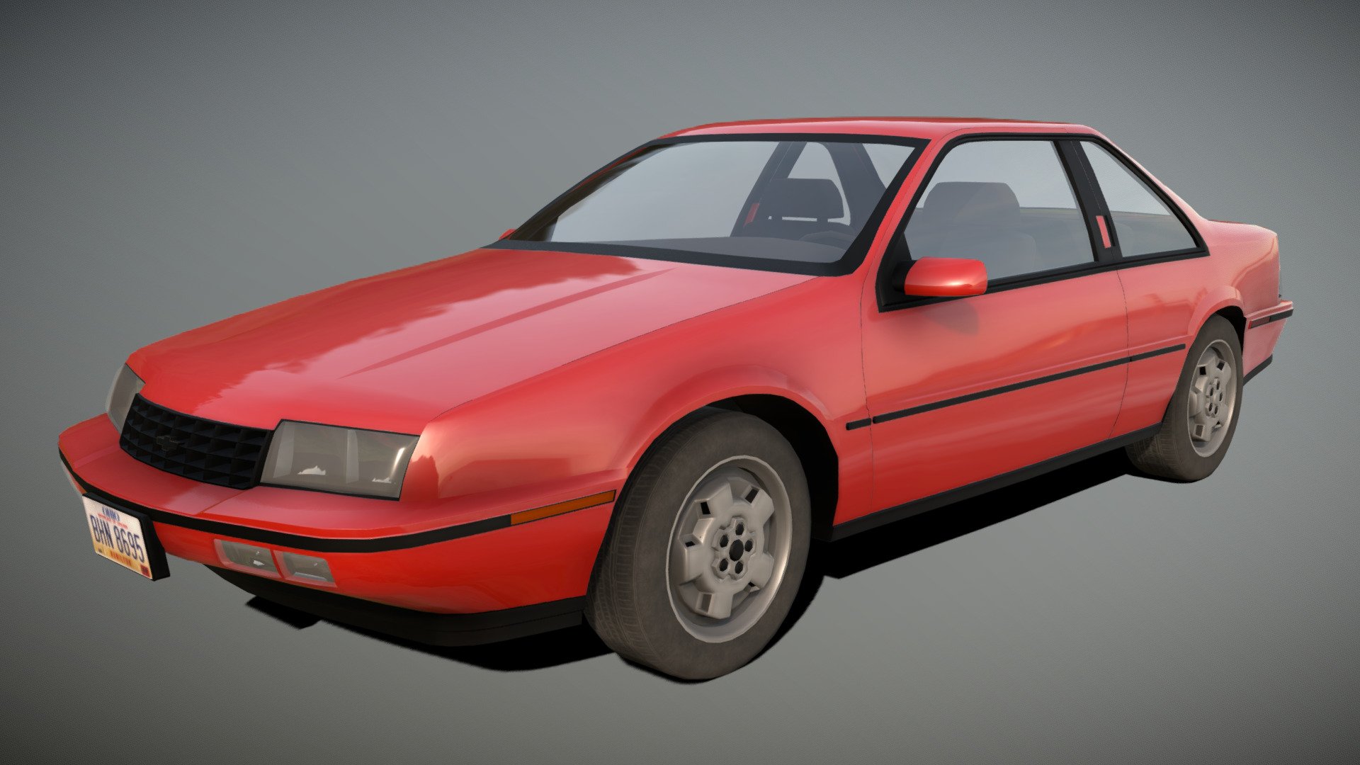 an attempt at a chevy beretta. one of my first half-decent tries at a car model. rims kindly provided by @EzoYEAHH

mid poly exterior, low-poly interior

exterior (including rims) - 22.7k tris
interior - 8.7k tris - Chevrolet Beretta GT - 3D model by n1ck (@captainpisslord) 3d model