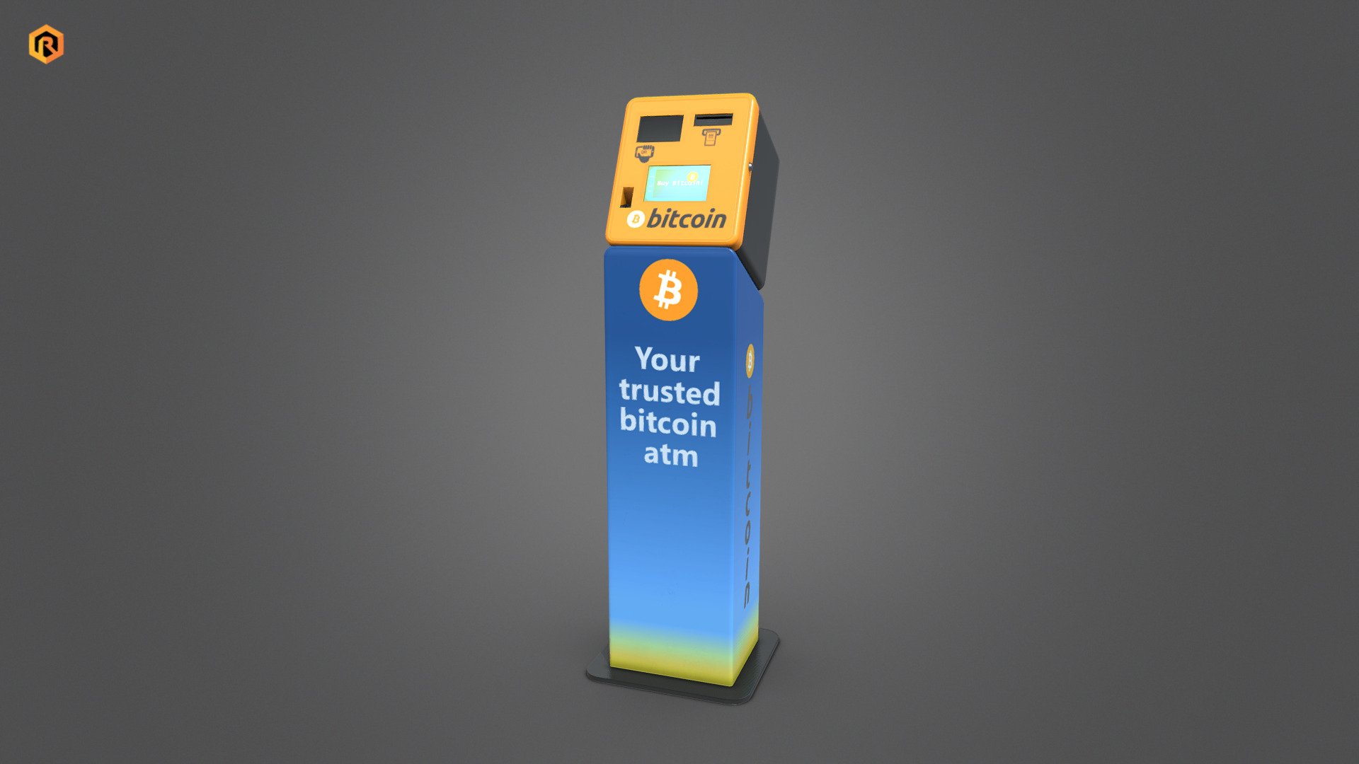 Low-Poly PBR 3D model of Bitcoin ATM Machine.

It is best for use in games and other VR / AR, real-time applications such as Unity or Unreal Engine.

It can also be rendered in Blender or using Vray as the model is equipped with all required PBR textures.  

This is a PRO edition of this 3D model and includes source files for Substance Painter, 

low &amp; hi-res Blender source files, Blender Eeevee &amp; Cycles studio render setup, MT4 render setup, Unity, UE4, Maya and many more    

You can download regular version for free here: https://skfb.ly/o98Ax

Technical details:   


3 PBR textures sets 
(4096 Main Body, 1024 Emission and 512 Glass)   
1262 Triangles
1038  Vertices  
Model is one mesh
Lot of additional file formats, source files and other PRO goodies included.  

Please feel free to contact me if you have any questions or need any support for this asset.

Support e-mail: support@rescue3d.com - Bitcoin ATM - PRO Edition - Buy Royalty Free 3D model by Rescue3D Assets (@rescue3d) 3d model