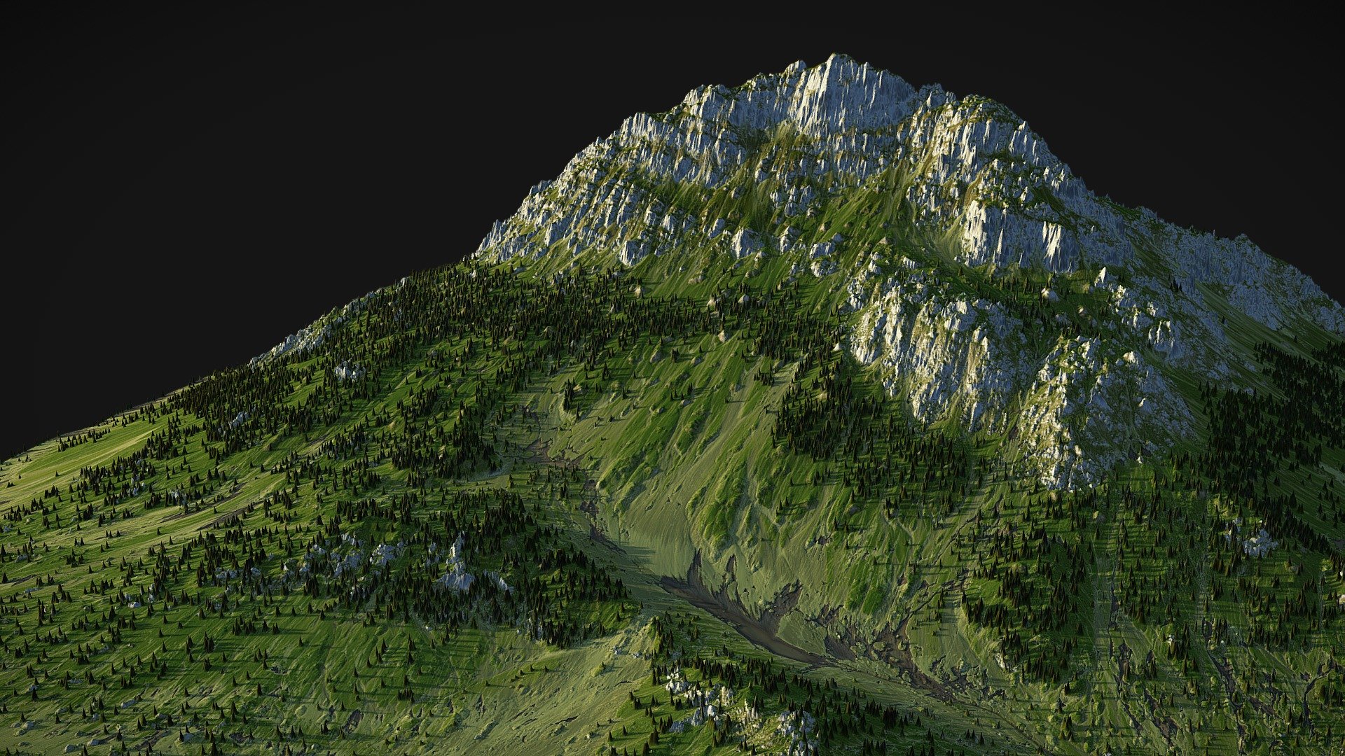 Fully Procedural Mountain created in World Machine.

included 4k textures - COLOR  NORMAL  LIGHT_1  LIGHT_2  FOREST

Ready for game or render!

Other assets on https://gamewarming.com/ - Green mountain - (World Machine) (1) - Buy Royalty Free 3D model by gamewarming 3d model