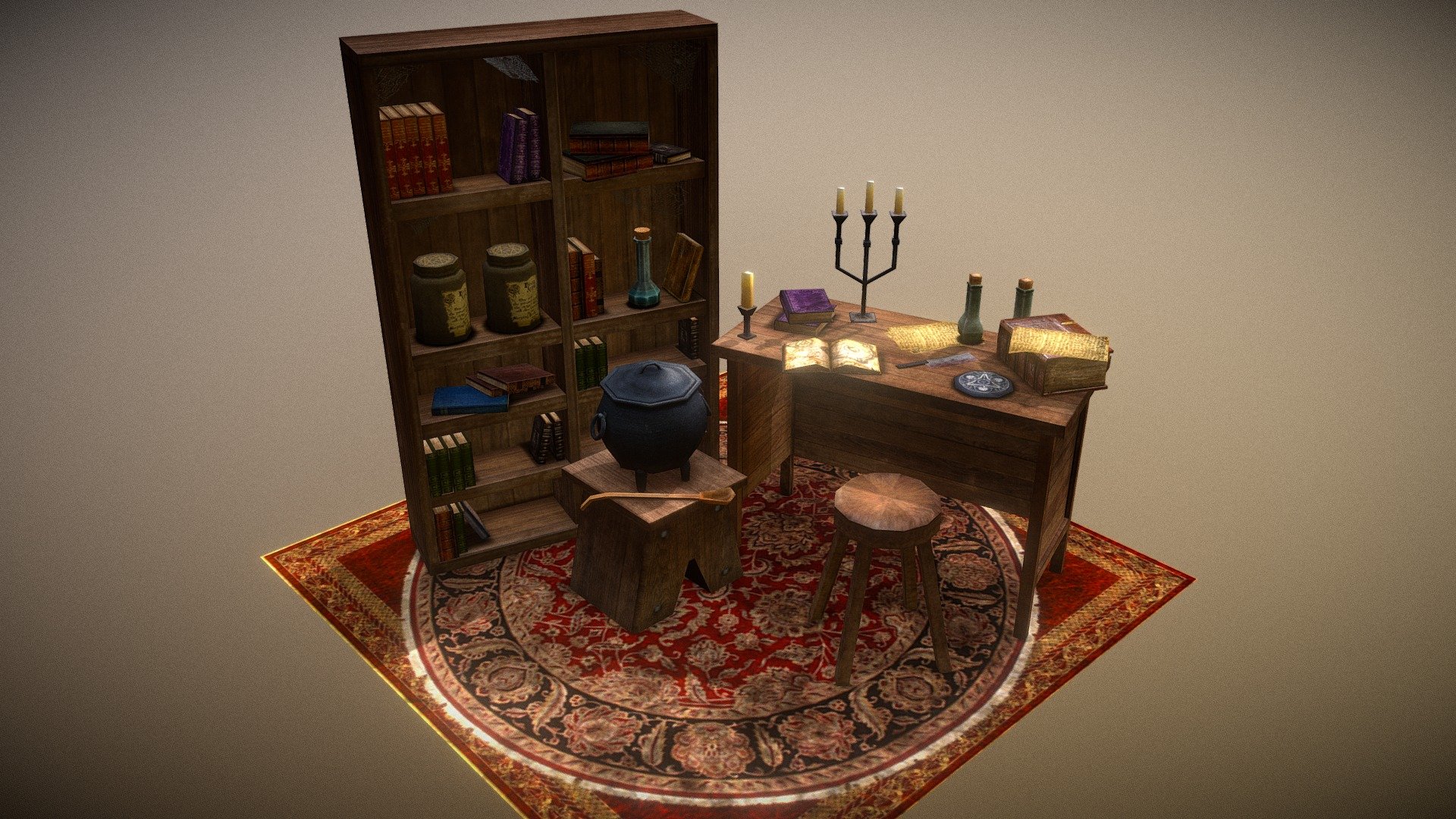 A Witch/Alchemist work station 3d model