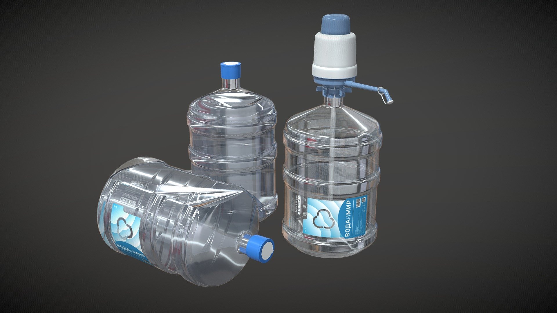 recycled plastic PET container (bottle) with a capacity of 19 liters, for office coolers and for water circulation. These models are used in advertising posts and in graphic design, in the archive of the model in 3d format max., as well as Fbx format.
plastic bottle 19 liters for water and cooler - PET_BOTTLE_19L - 3D model by Sergo_CRAFTSMAN 3d model