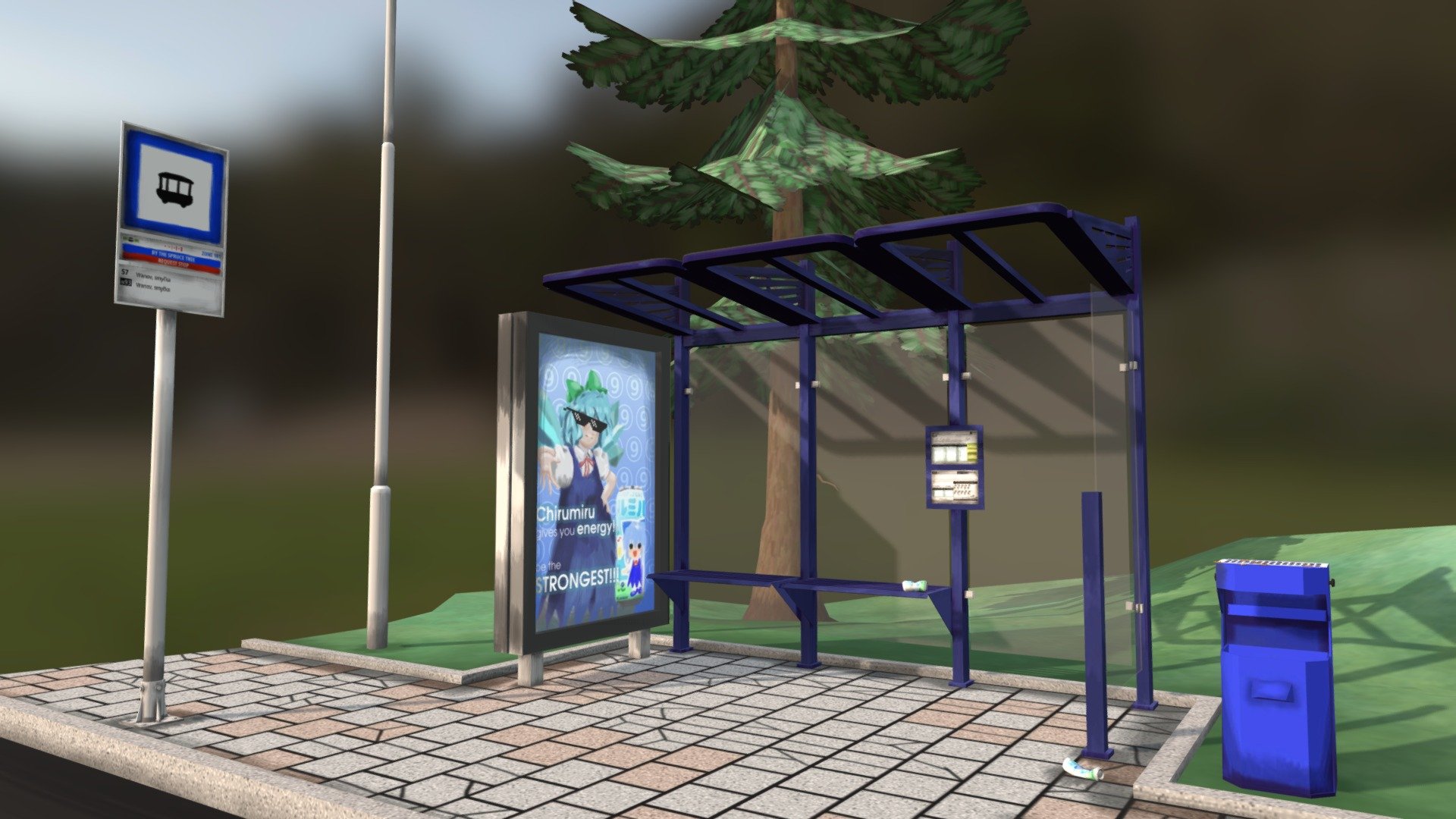 inspired by various bus stops - Bus Stop - 3D model by mz (@1326) 3d model
