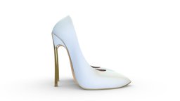 Female Gold High Heels White Stilettos white, high, heel, fashion, girls, killer, shoes, toe, beautiful, heels, womens, elegant, pointy, formal, bridal, stilettos, pbr, low, poly, female, gold