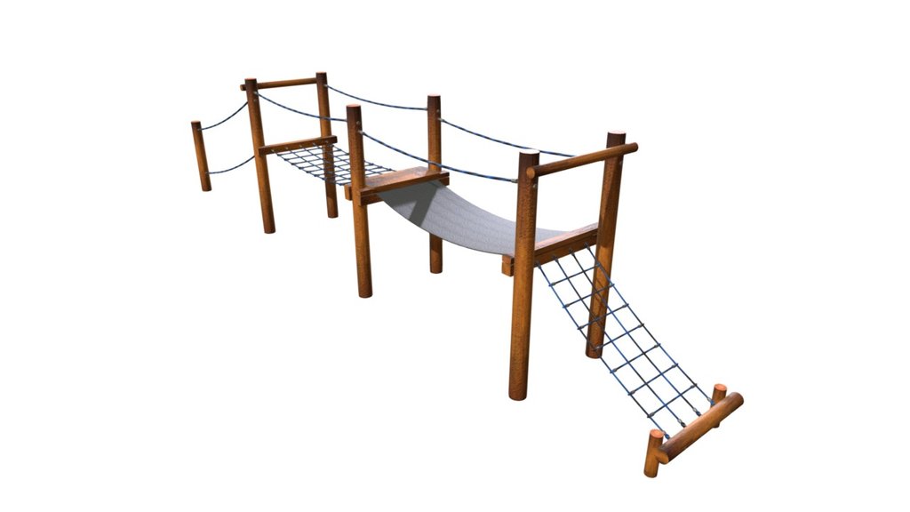 This large scale climbing unit allows multiple children to climb and rest at the same time. The large timber posts create an exciting piece of equipment which will encourage children to develop climbing, balancing and agility as they make their way through the unit 3d model